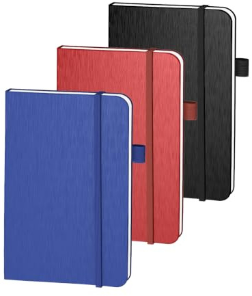 ONAVIA A6 Hardcover Liniertes Taschen-Notizbuch 3er Pack, 80 Blatt | 160 Seiten, 8,9 × 14,5 cm, Hardcover, Liniert, Notizbuch für Büro, Meetings und tägliche Planung