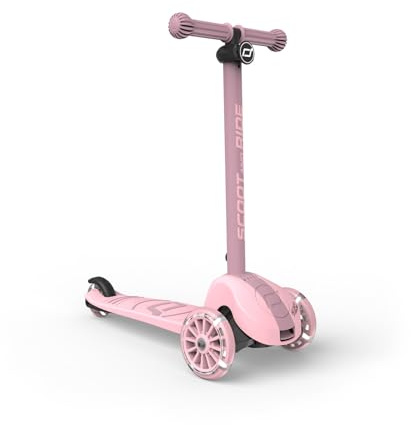 Scoot & Ride Highwaykick 3S Kinderroller ab 3 Jahren Höhenverstellbar 2-Fach Lenkung LED-Räder Zusammenklappbar Scooter für Kinder 96-130 cm