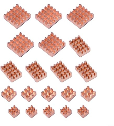 Kupfer Kühlkörper Kit für Raspberry für Pi 4B 20 Stück reines Kupfer Kühlset Kühlkörper Wärmeableitung für Pi 4 Modell B Computerplatine, leise Kühllösung für elektronische Projekte