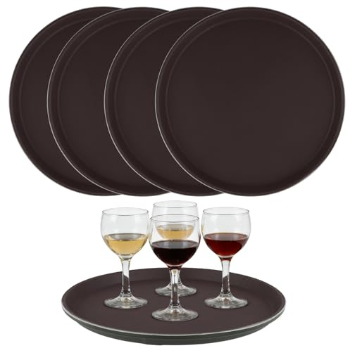 JIAYUET Gastro - Set di 5 vassoi rotondi, 28 cm, antiscivolo, rotondi, per bar, ristorante