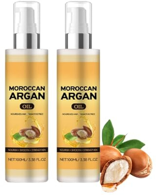 Arganöl Haare Serum mit Jojobaöl - Leichtes Haarserum für Glänzendes & Geschmeidiges Haar, Nicht Fettende Formel für Tägliche Pflege (2PC, 200ml)