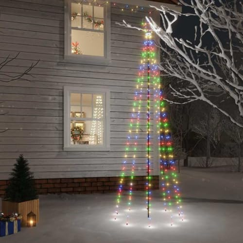 ACAGALA LED Weihnachtsbaum mit Erdspießen 310 LEDs Beleuchtete Kegelform Tannenbaum Außen mit Stren, 300x100 cm Großer Lichterbaum, Garten Beleuchtet Christbaum mit Erdnägeln, Mehrfarbig