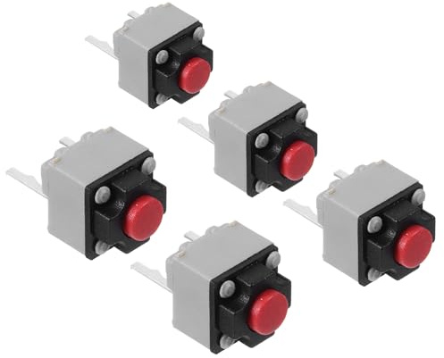 SMASOLO Lot de 5 Boutons Silencieux Carrés 6x6x7,3 Mm, Interrupteurs Tactiles Industriels Compacts, Commutateurs Muets pour Appareils Électroménagers, Équipements de Sécurité et Projets