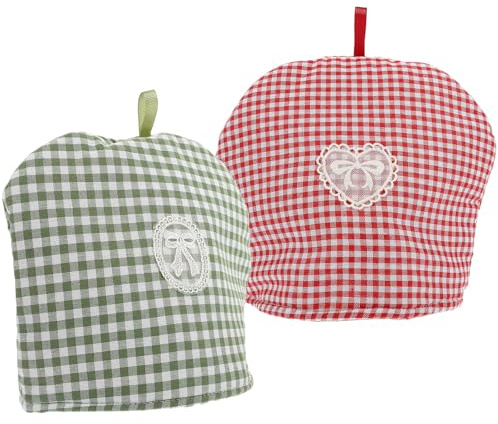 MOKKHNB Baumwoll Teekannenhaube 2 Stück Pack mit Isolierung und Staubschutz Wiederverwendbare Teekannenabdeckung für Kaffeekanne und Teekessel im Alltag