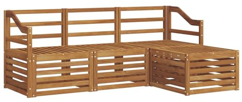 vidaXL Sofagarnituren 4 pcs Natur Massivholz Akazie, Moderner Garten-Sofa, robuster Sectional für den Außenbereich, stylishe Lounge, Terrasse für Komfort