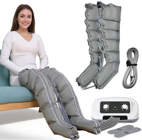 Lymphdrainage Gerät | Lymphdrainage Gerät Beine Bei Lipödem Massagegerät | 6 Luftkammern Lympfdrainage Für Bein Und Bauch Arme | Lymphatic Drainage Massager (Grau, 2 Beine | M)