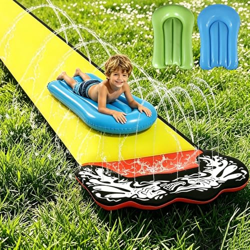 480 * 70CM Tobogán De Agua, Tobogán Acuático, Pista Deslizante Con Bodyboard, Tobogan Agua Deslizante Con Chorro De Agu Para Niños Y Adultos, Césped, Fiesta De Verano, Jardín, Actividades Acuáticas Al