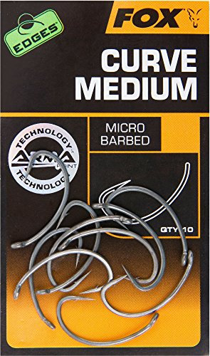 Fox Edges Armapoint Curve Shank Medium Hooks - 10 Karpfenhaken, Angelhaken zum Karpfenangeln, Haken für Karpfen, Boiliehaken, Größe:4