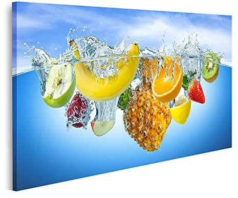 islandburner Bild auf Leinwand Gemischte Früchte Fallen In Wasser Bilder Wandbilder Poster