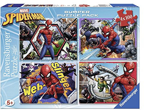Ravensburger 6914 Spider-Man Puzzle 4 x 100 Pieces Bumper Pack, Spiderman, Multicoloured