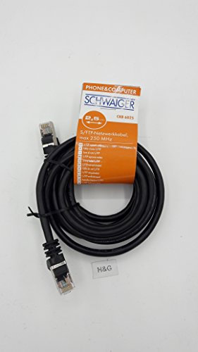 Schwaiger CAT6 Netzwerkkabel, S/FTP, 2,5m, schwarz