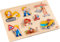 HABA 303697 - Greifpuzzle Baustellen-Welt , Holzspielzeug ab 12 Monaten , 8-teiliges Puzzle aus Holz mit buntem Baustellenmotiv , Mit großen Knöpfen zum Greifen