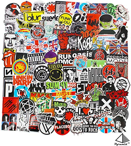 Bandaufkleber, Rock-Roll-Aufkleber, Aufkleber für Laptop, Autos, Gitarre, Stoßstange, Punk, klassisch, Vinyl, wasserdicht, Graffiti, 100 Stück