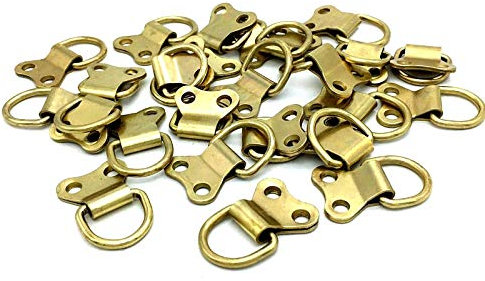 20 x D Ring Hooks + Screws Large Double Two Hole Picture Frame Hanging for Wire & Cord