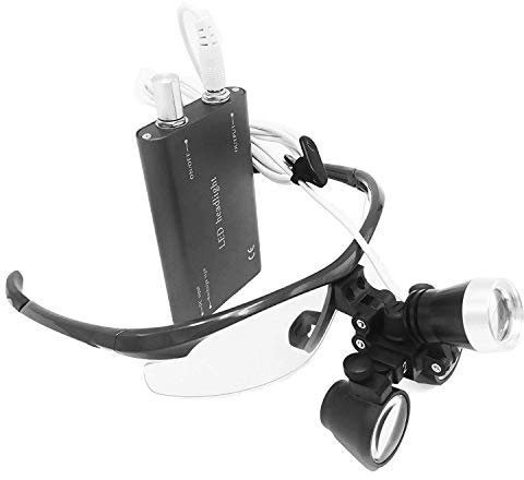 Pandalife 2,5 × 420 mm Medical Gafas Aumento odontológico binoculares Lentes ópticas con 3 W LED Faro delantero