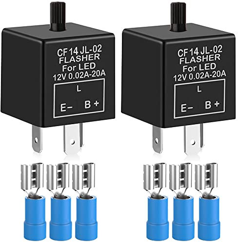 Gebildet 2Stücke 3 Polig Blinkrelais CF-14KT, Blinker Relais für LED Blinker Elektronische, Einstellbare Blinkerrelais 12V 0.1W-150W für Fahrzeug Auto Motorräder, mit 6 Terminals