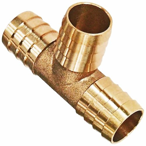 MegaHaustechnik Schlauchverbinder T-Stück, Tülle außen 16mm, Messing | Trinkwasser geeignet, Tülle-Außendurchmesser 16mm, Abzweig Verteiler