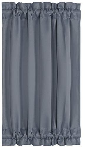 PiccoCasa Blackout French Door Curtain Panel - Blackout Door Curtain 25x40 Inches Solid Drapery with Tiebacks - 1 Panel,Dark Gray