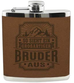 History & Heraldry Echter Kerl Flachmann Bester Bruder - individuell und personalisiert mit Gravur, Name und Spruch