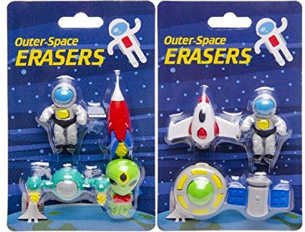 Schnooridoo 2 Sets Radiergummi Weltraum Space Mitgebsel Rakete Schule Büro Radiergummi