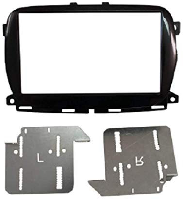 Kit montaggio Mascherina autoradio monitor adattatore cornice stereo per fiat 500 dal 2016 doppio 2 din nero lucido MS60138