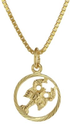 trendor Sternzeichen Krebs 333 Gold + goldplattierte Kinder-Halskette Tierkreiszeichen, liebevoller Halsschmuck für Mädchen und Jungen, Geschenkidee, 75990-07