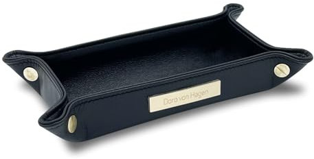 Doro von Hagen® echt Leder Designer Taschenleerer 18 x 10cm ● versch. Größen ● Leder Ablageschale doppelwandig gearbeitet, Schwarzes Nappa Leder. Handgefertigt in unserem Atelier