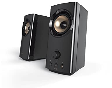 CREATIVE T60 2.0 Altavoces de escritorio compactos Hi-Fi con diálogo claro y envolvente por Sound Blaster, Bluetooth 5.0, hasta 60 W de potencia máxima, para ordenadores y portátiles