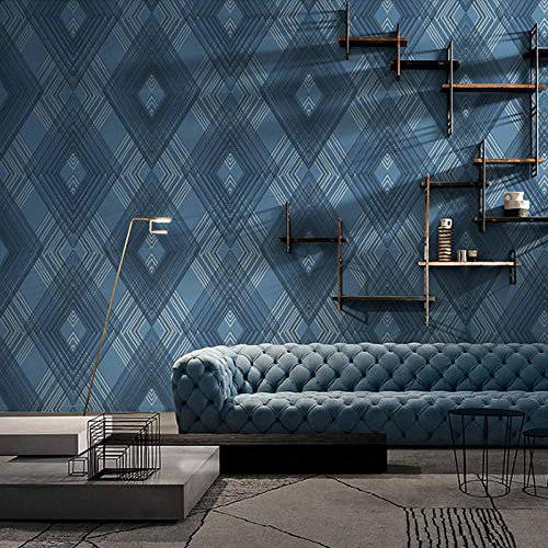 Papier Peint Losange Bleu Papier Peint Intissé 3D Papier Peint Chambre Enfant Moderne,Classique,Opulent Décoration Murale Pour Chambre À Coucher, Salon Ou Cuisine 10, X 0,53M