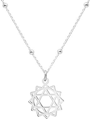 WANDA PLATA Chakra Kette Herz Chakra Anahata Anhänger in Sterling Silber, für Frauen, Yoga Halskette in Geschenkbox