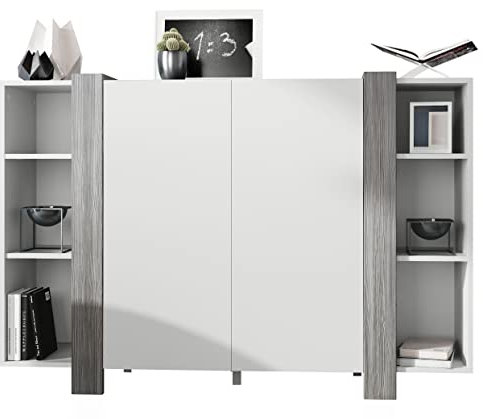 Vladon Highboard Ida V2, Made in Germany, Anrichte mit 12 Fächern, Korpus in Weiß matt, Blenden in Avola-Anthrazit (149 x 101 x 34 cm) | Große Farbauswahl