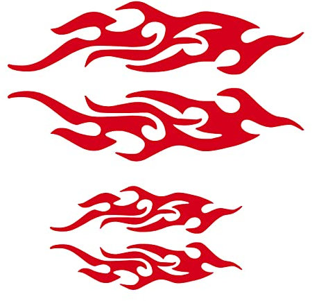 Be In Your Mind 8PCS Flame Reflektierende Aufkleber Flamme Grafik Auto Karosserie Seitenaufkleber Flame Racing Sport Aufkleber Selbstklebende Dekoration für Auto Skateboard 29cm 12cm Rot