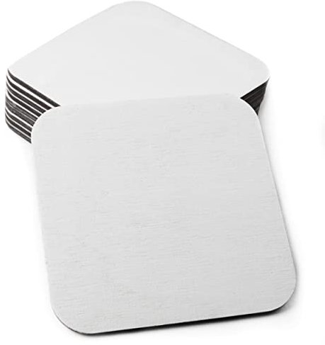 Bierdeckel Pappe Blanko I Untersetzer zum Bemalen Quadrat (50 Stück) für Gläser I Weiße Bierfilz Rohlinge unbedruckt