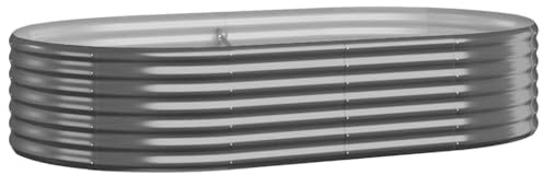 vidaXL Hochbeet, Wetterfestes Hochbeet für Garten Balkon Terrasse, Kräuterhochbeet zum Selber Bauen, Pflanzkasten aus Metall, Verzinkter Stahl Anthrazit