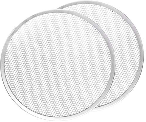 Bassulouda Pantalla de pizza, bandeja de pizza, bandeja de pizza para horno, bandeja de pizza, pantalla de aluminio antiadherente de 12 pulgadas (2 unidades)