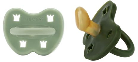 HEVEA Naturkautschuk Schnuller Kiefergerechte Form, 3-36 Monate - hygienisches einteiliges Design für Neugeborene bis Kleinkinder, BPA-frei, weich & langlebig - 2Pack (Moosgrün & Deep Waldgrün)
