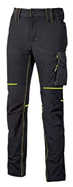 U-Power World, Pantaloni Cargo Slim Fit, con Multi Tasche Frontali e Laterali, Pantaloni Comodi ed Estensibili, con Bottone Frontale, Tessuto Traspirante (BLACK CARBON - 5XL)