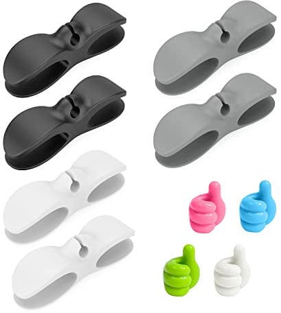 6pcs cable clamp, 4pcs thumb cable bracket, creative cable organizer, self-adhesive multi-function hook, data cable, audio cable, headphone cable organizer