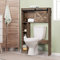 COSTWAY Meuble WC au-Dessus de Toilettes en Bois avec Porte Coulissante, Meuble de Rangement Industriel de Salle de Bain avec Dispositif Anti-basculement, 17 x 84 x 128 cm (Marron)