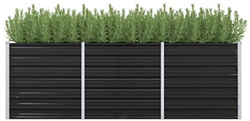 WIFESE Garten-Hochbeet Anthrazit 240x80x77 cm Verzinkter Stahl Hochbeet Metall Hochbeete für Garten Pflanzenbett Kräuterbett Blumenkiste Dekorieren Eingang Balkon Terrasse Garten Stilvoll Langlebig