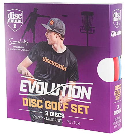 Discmania DM0003 Evolution 3-disc discgolf Set, Weiß, Pastellblau und Rosa, 21 x 21 x 4