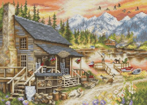 Luca-S Cross Stitch Kit Log Cabin General Store, BU5020,