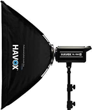HAVOX - SL-150XS - Softbox Luce continua 150 W Photo Video 5600 K - CRI97+ / TLCI97+ / Fissaggio Bowens - Illuminazione studio fotografico professionale con display digitale