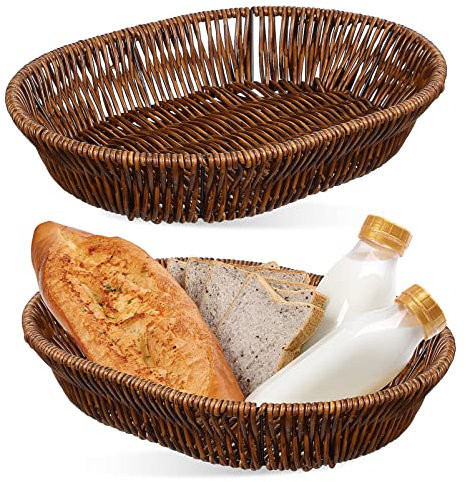 GANAZONO 2 Stücke Geflochten Brotkorb Geschenkkörbe Lebensmittel Ablagekorb Bin Für Küche Restaurant Herzstück Display Weihnachtsgeschenke