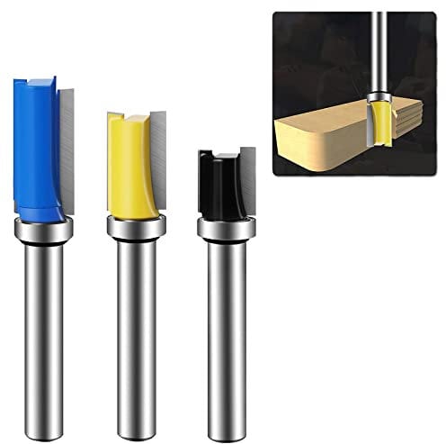 3 Pezzi Fresa per Scanalatura a Gambo, Fresa con Gambo da 8 mm, Fresa a Filo da 8 mm, Punta per Fresatrice per Legno, 3 Diverse Lunghezze di Taglio, per Rifilare, Incidere, Tagliare, Scanalare