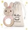 Gehäkelte Babyrassel - Häkeln Holz Greifling Handmade geschenk zur geburt Mädchen und Junge Geschenk zur Geburt babygeschenke zur geburt mädchen (Hase)