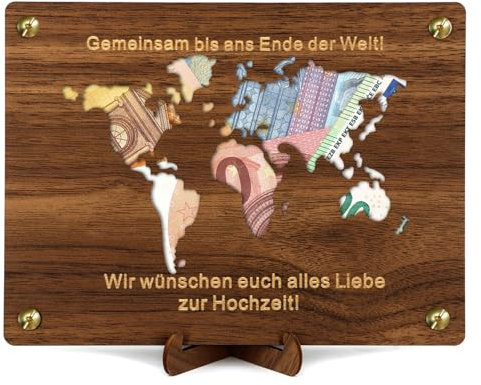 Giftota Geldgeschenk Hochzeit, Weltkarte Geldgeschenk, Hochzeitsgeschenke für Brautpaar, Geldgeschenke Verpackung mit Hochzeitskarte