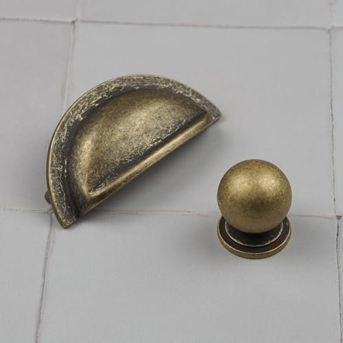 Handle & Home 76mm Antique Brass Cup Handle Cupboard Cabinet Door Drawer Pull
