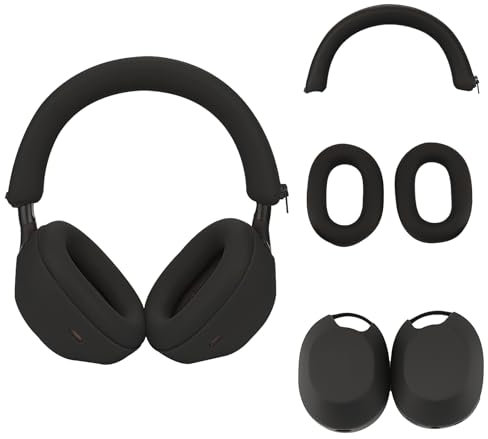 Silikonhülle für Sony WH-1000XM5,Sony xm5 Kopfhörer Schutzhülle,Ohrmuscheln für Sony xm5,WH-1000XM5 Zubehör Soft Silikon Skin Protector-Schwarz