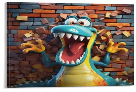 KeAan Cartoon Crocodile Poster, Dekoratives Gemälde, Leinwand, Wandkunst, Wohnzimmer, Poster, Schlafzimmer, Gemälde 12x18inch(30x45cm)